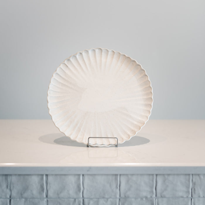 Large White scalloped serving platter. 13.5' diameter