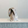 Charcoal Grey striped hand towel with tassel fringe